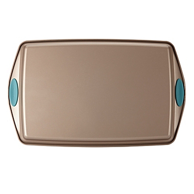 Rachael Ray&trade; Cucina Nonstick 11-Inch x 17-Inch Cookie Pan in Latte Brown/Agave Blue. View a larger version of this product image.