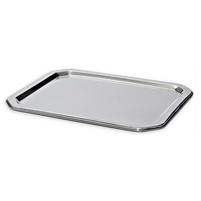 APS Rectangular Service Tray Made of Stainless Steel with Ornate Edge 530x325mm 
