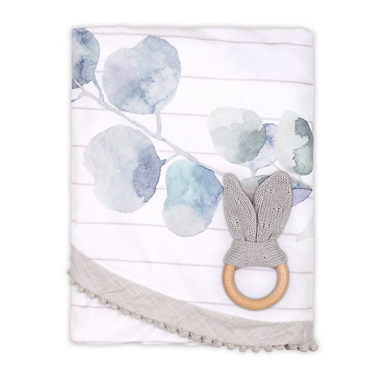 Alternate image 1 for The Peanutshell™ Farmhouse 2-Piece Leaf Blanket and Teether Set in White/Grey