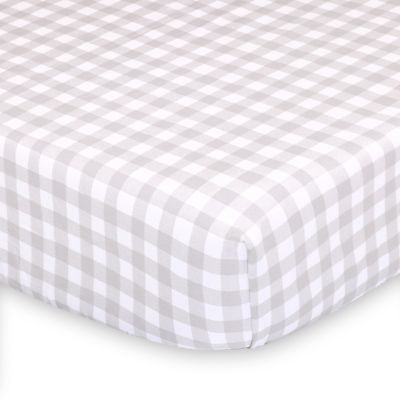 The Peanutshell&trade; Farmhouse Check Fitted Crib Sheet in White/Grey
