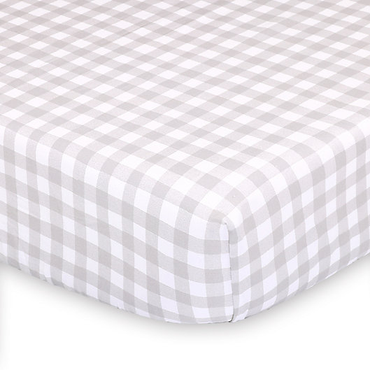 Alternate image 1 for The Peanutshell™ Farmhouse Check Fitted Crib Sheet in White/Grey