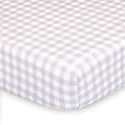 The Peanutshell&trade; Farmhouse Check Fitted Crib Sheet in White/Grey