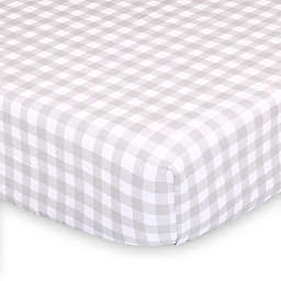 The Peanutshell™ Farmhouse Check Fitted Crib Sheet in White/Grey