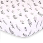 Alternate image 0 for The Peanutshell&trade; Farmhouse Feathers Fitted Crib Sheet in White/Grey