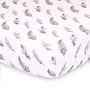The Peanutshell&trade; Farmhouse Feathers Fitted Crib Sheet in White/Grey