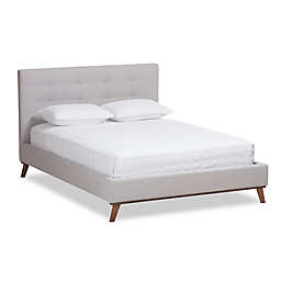 Baxton Studio Valencia King Upholstered Bed in Grey/Beige