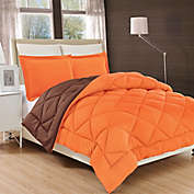 All Season Reversible Down Alternative Full/Queen Comforter in Orange/Chocolate