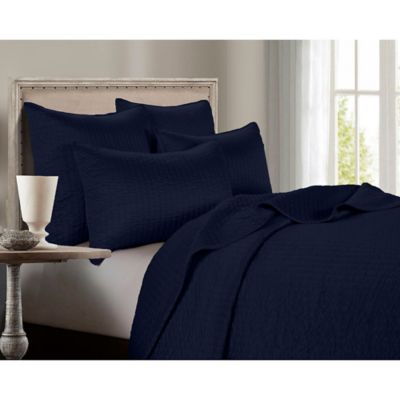 HiEnd Accents Channel Satin Twin Quilt in Blue