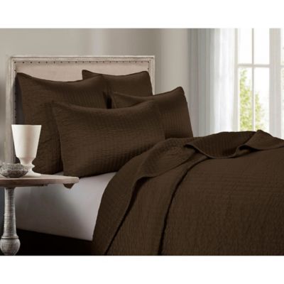 HiEnd Accents Channel Satin King Quilt in Chcolate