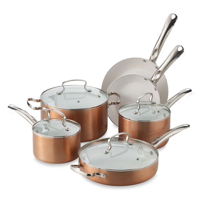 Denmark® 10-Piece Ceramic Nonstick Aluminum Cookware Set in Copper