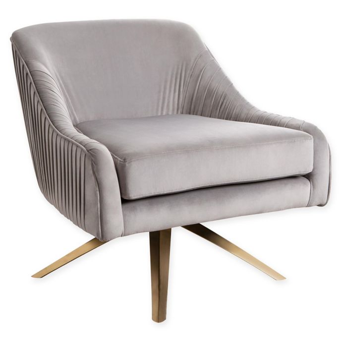 Gloria Velvet Swivel Chair In Grey