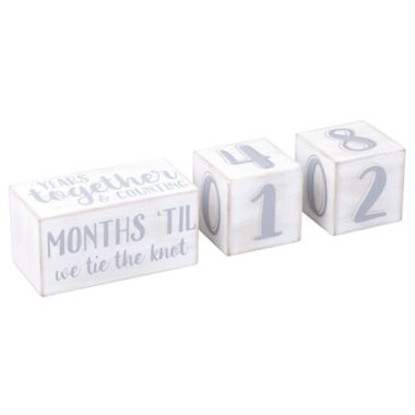 Pearhead&reg; Wedding Countdown Milestone Blocks in White/Grey. View a larger version of this product image.