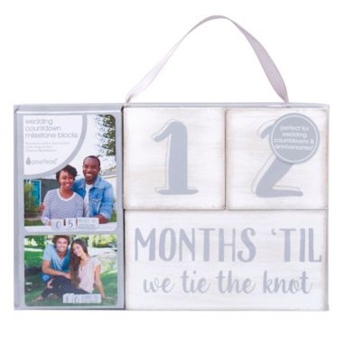 Pearhead&reg; Wedding Countdown Milestone Blocks in White/Grey. View a larger version of this product image.