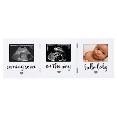 Pearhead&reg; 3-Photo Hinged Sonogram Desk Frame in White. View a larger version of this product image.