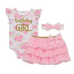 Start-Up Kids® 3-Piece Birthday Girl Bodysuit, Tutu and Headband Set in Pink