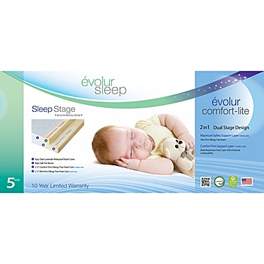 evolur&trade; Sleep Dual Stage Comfort-Lite Foam Crib and Toddler Mattress in Silver. View a larger version of this product image.