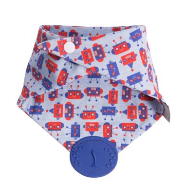 Cheeky Chompers&reg; Neckerchew&reg; Robot Teething Bandana Bib in Red/Blue. View a larger version of this product image.