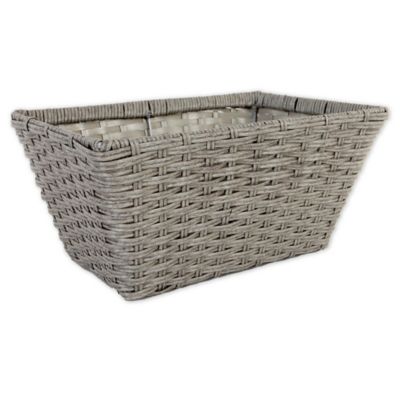 large grey wicker storage baskets