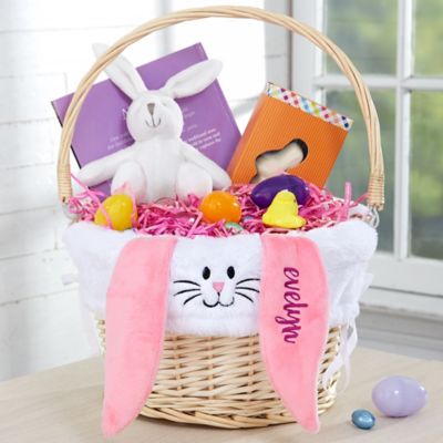Easter Bunny Personalized Easter Basket with Drop-down Handle in Pink