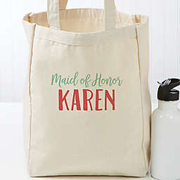 Bridesmaid On The Go Personalized Small Canvas Tote Bag