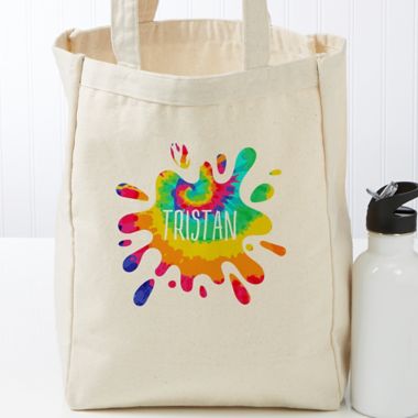 Tie-Dye Fun Personalized Small Canvas Beach Bag. View a larger version of this product image.