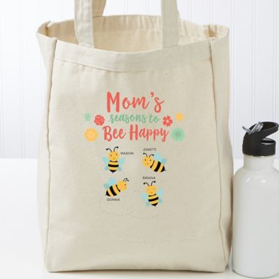 Bee Happy Personalized Small Canvas Tote Bag