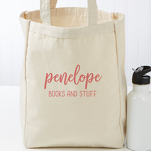 Alternate image 1 for Scripty Style Personalized Canvas Beach Bag