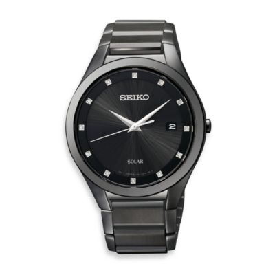 seiko black steel watch