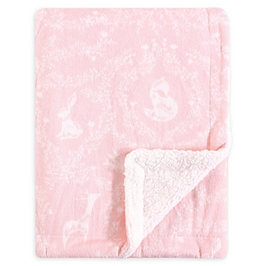 Yoga Sprout Lace Garden Minky Blanket with Sherpa Backing in Pink. View a larger version of this product image.