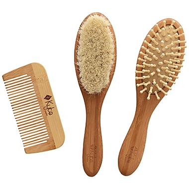 Kyte BABY 3-Piece Hair Brush and Comb Set in Brown | Bed Bath & Beyond