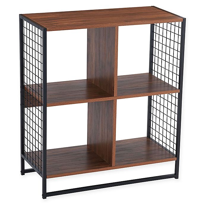 Household Essentials 4 Cube Bookcase In Walnut Black Bed Bath