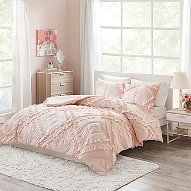 Intelligent Design Kacie 3-Piece Ruffled Full/Queen Coverlet Set in Blush. View a larger version of this product image.
