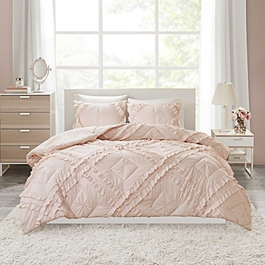 Intelligent Design Kacie 3-Piece Ruffled Full/Queen Coverlet Set in Blush. View a larger version of this product image.