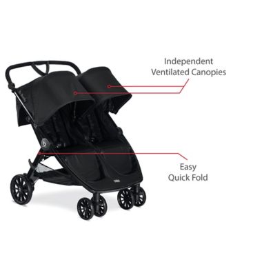 Britax&reg; B-Lively Double Stroller in Raven. View a larger version of this product image.