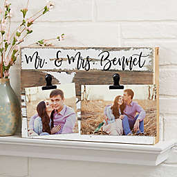 Darling Duo Personalized 12-Inch x 8-Inch Reclaimed Wood Photo Clip Sign in White