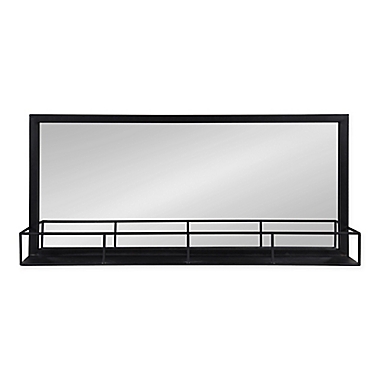 Kate And Laurel Jackson Wall Mirror with Shelf in Black. View a larger version of this product image.