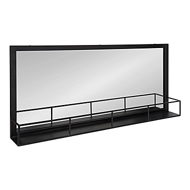 Kate And Laurel Jackson Wall Mirror with Shelf in Black. View a larger version of this product image.