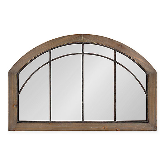 Alternate image 1 for Kate and Laurel™ Haldron Wood Arch 36-Inch x 24-Inch Wall Mirror in Rustic Brown