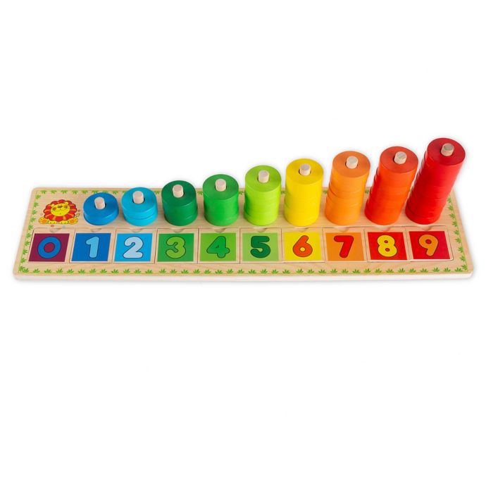 Hey! Play! Rainbow 10Piece Wooden Stacking Ring Toy Bed Bath & Beyond
