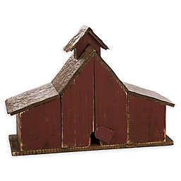 Oversized Rustic Wood Barn Birdhouse in Red