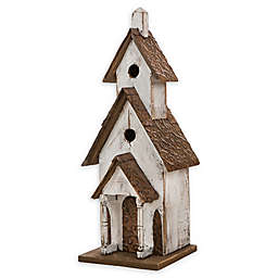 Oversized Rustic Wood Birdhouse in White