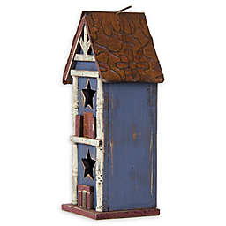 Solid Wood and Metal Birdhouse in Blue