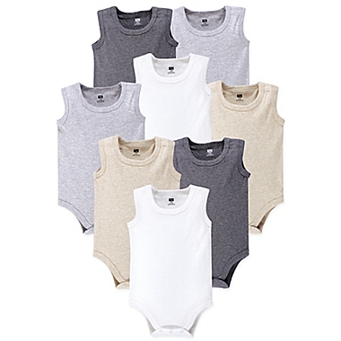 Hudson Baby&reg; 8-Pack Sleeveless Bodysuits in Grey. View a larger version of this product image.