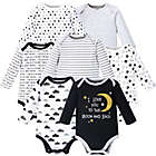 Alternate image 0 for Hudson Baby&reg; Size 0-3M 7-Pack Moon And Back Long Sleeve Bodysuits in Grey/White