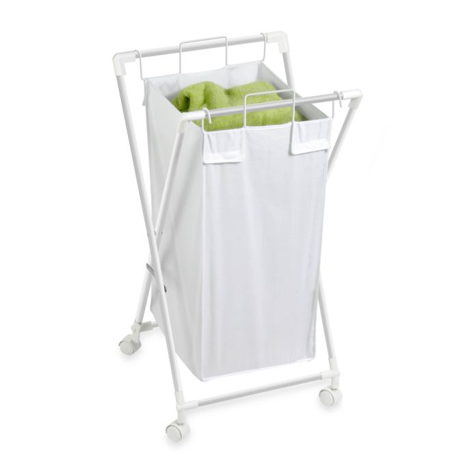 HoneyCanDo® Steel Folding Single Hamper in White Bed Bath & Beyond