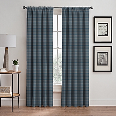 Emerson Stripe 95-Inch Rod Pocket/Back Tab Window Curtain Panel in French Blue (Single). View a larger version of this product image.