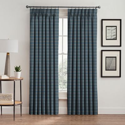 Emerson Stripe 108-Inch Pinch Pleat Window Curtain Panel in French Blue