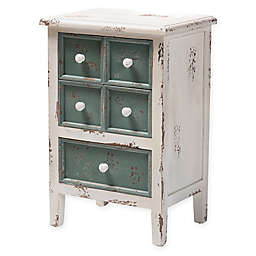Baxton Studio Orrell 5-Drawer Cabinet in Distressed White/Teal