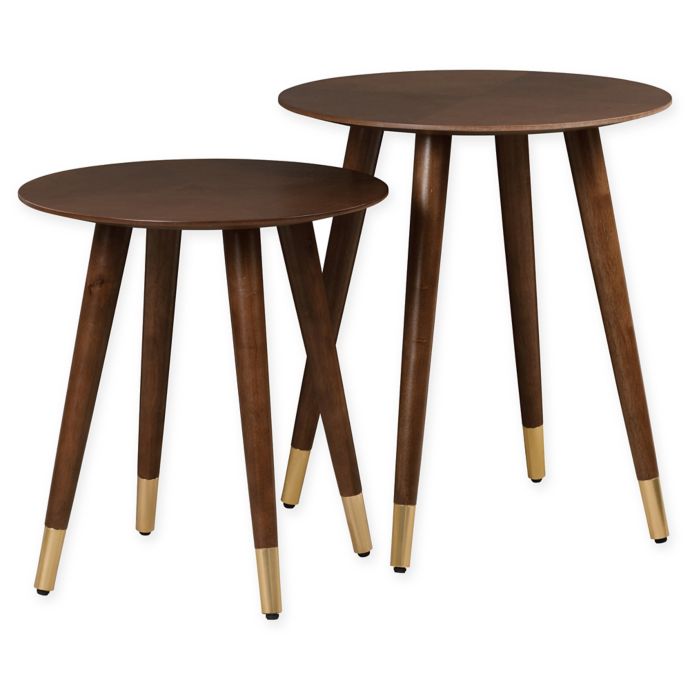 Yvonne Nesting Side Tables in Walnut (Set of 2) Bed Bath & Beyond