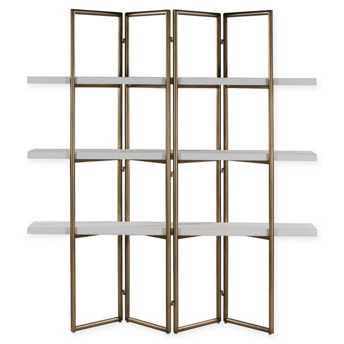 Tov Furniture Kupa Etagere Bookcase In Antique Brass Bed Bath